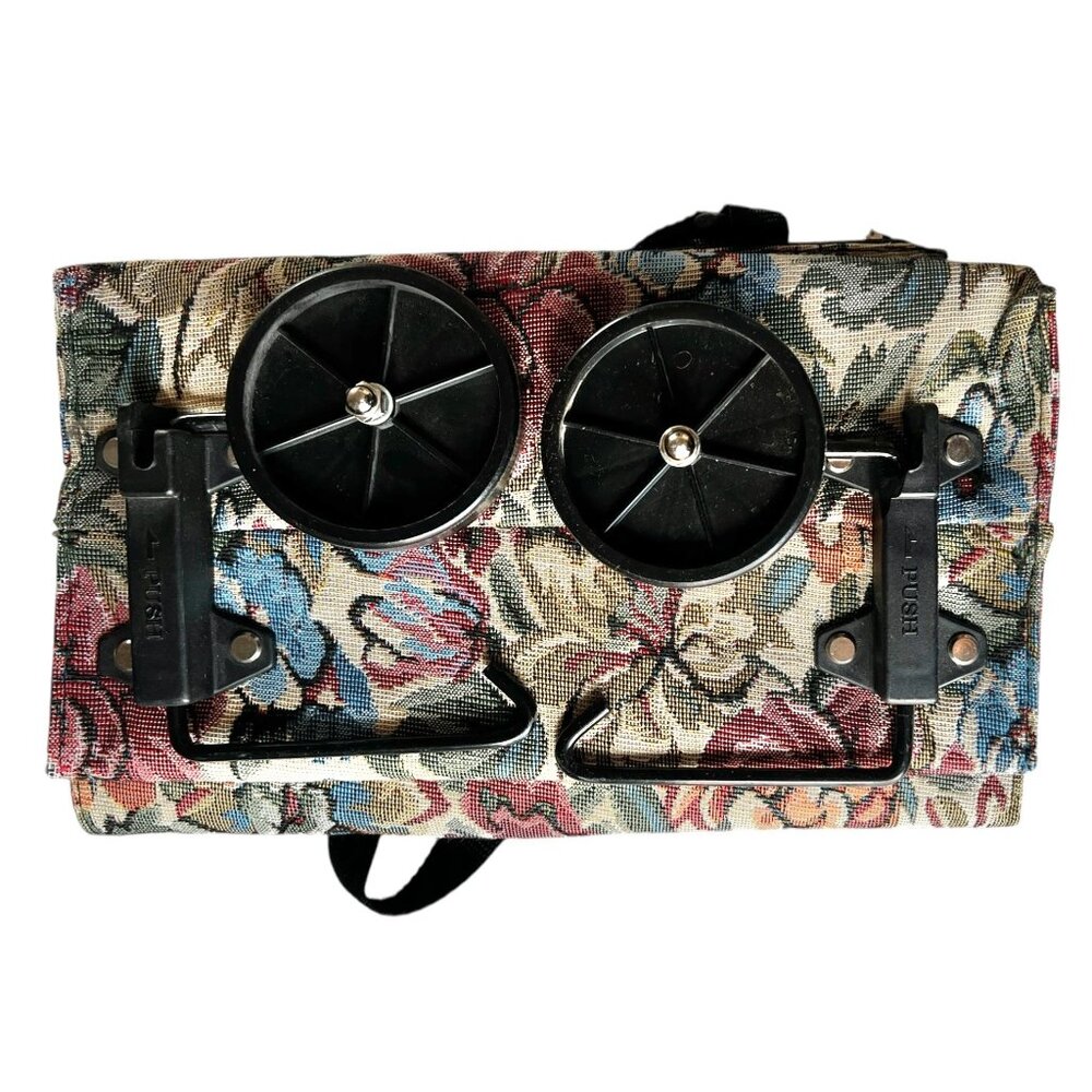 Vintage Floral Tapestry Rolling Shopping Bag 12" x 6.75" x 26.5" Granny Core - Picture 6 of 16